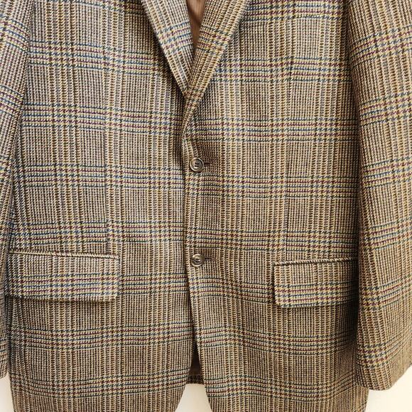Pendleton Blazer Jacket Mens 42R Brown Plaid Wool Two Button Lined Suit Jacket - Picture 4 of 16